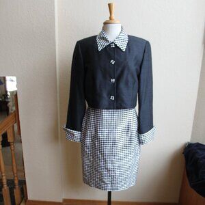 Dana Buchman Black and White Midi Dress with Gingham Skirt